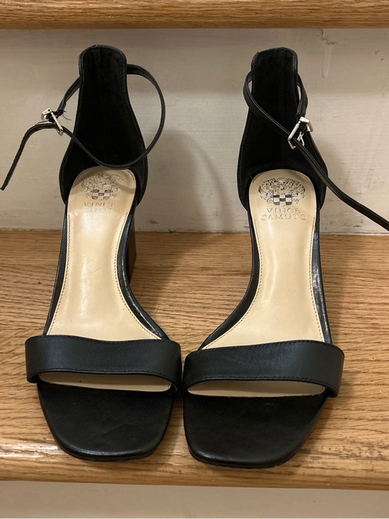 Vince Camuto Shoes - Vince Camuto Black Ankle-Strap Square-Toe Heels